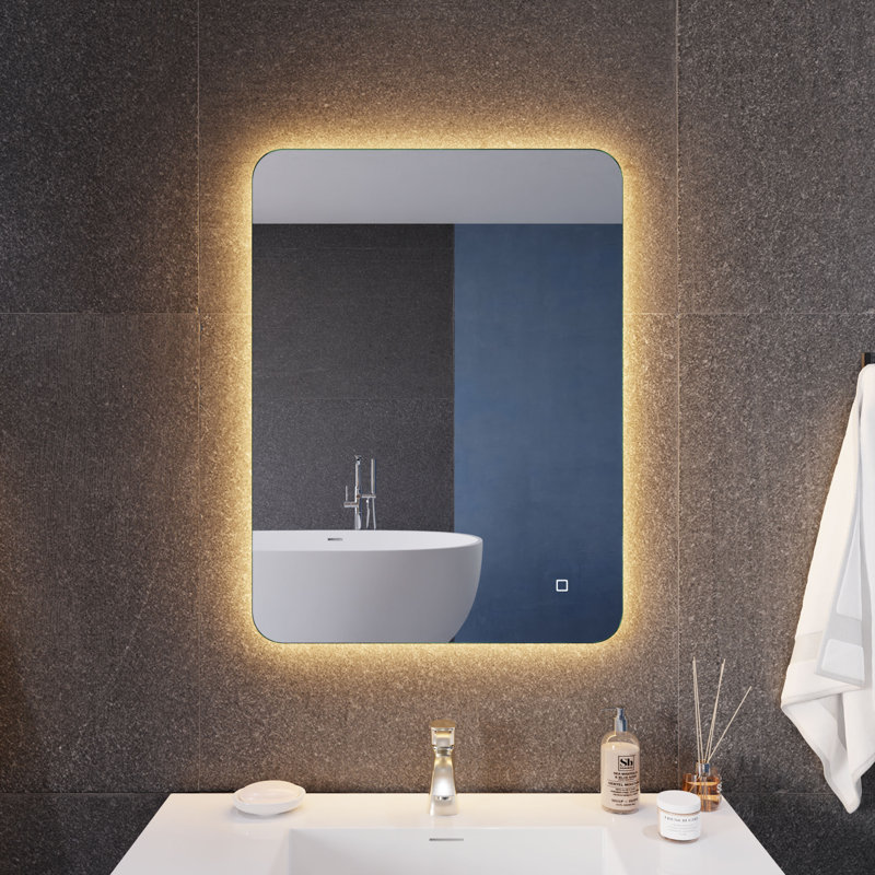 ANZZI Rectangular Frameless LED Back Lighting Bathroom Mirror with Defogger, 32" x 24"
