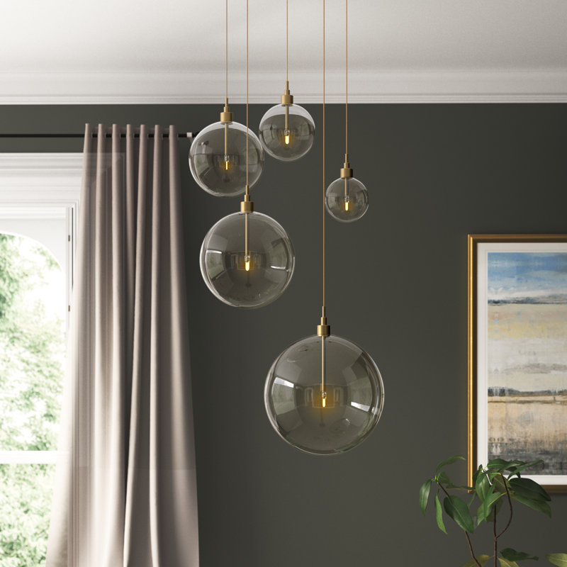 Jensi 5-Light Chandelier in Natural Brass, Natural Brass