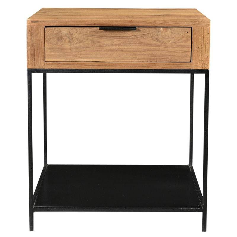 Theo Solid Wood End Table with Storage