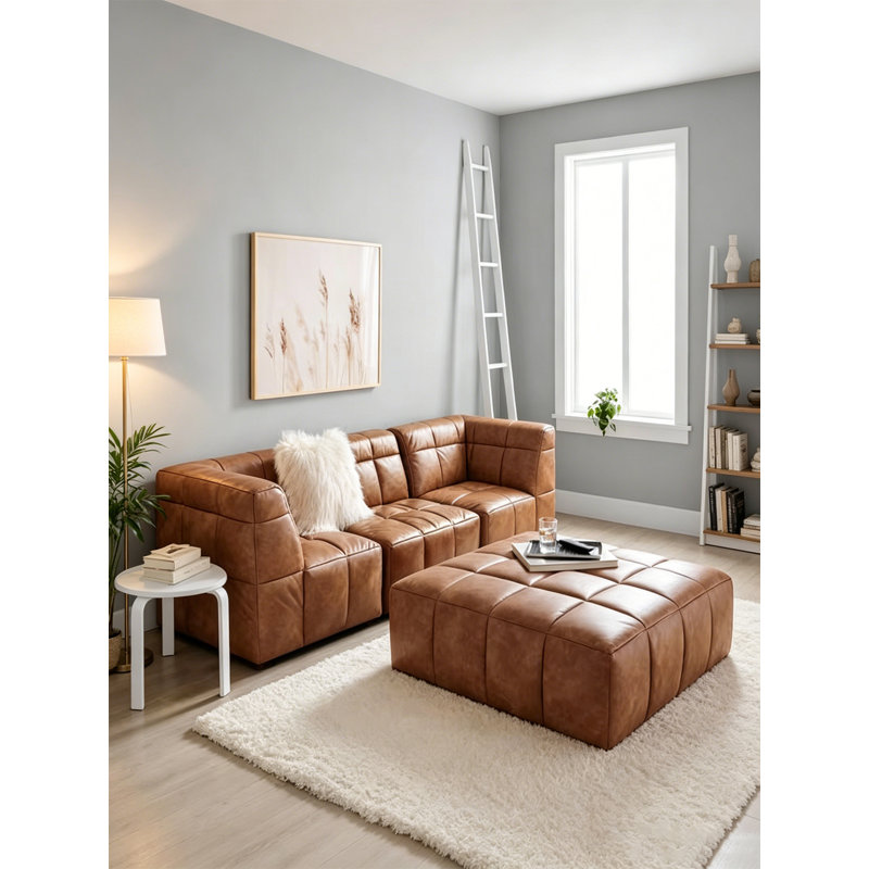 Repose-pieds carré rembourré pour le salon, 16.5" H x 31.5" W x 31.5" D