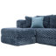 Canapés modulaires confortables avec repose-pieds mobiles, canapé en velours bleu