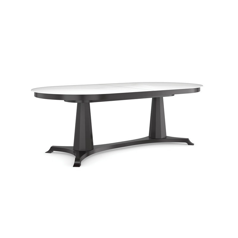 Bordeaux Oval Glass Top Solid Wood Base Dining Table