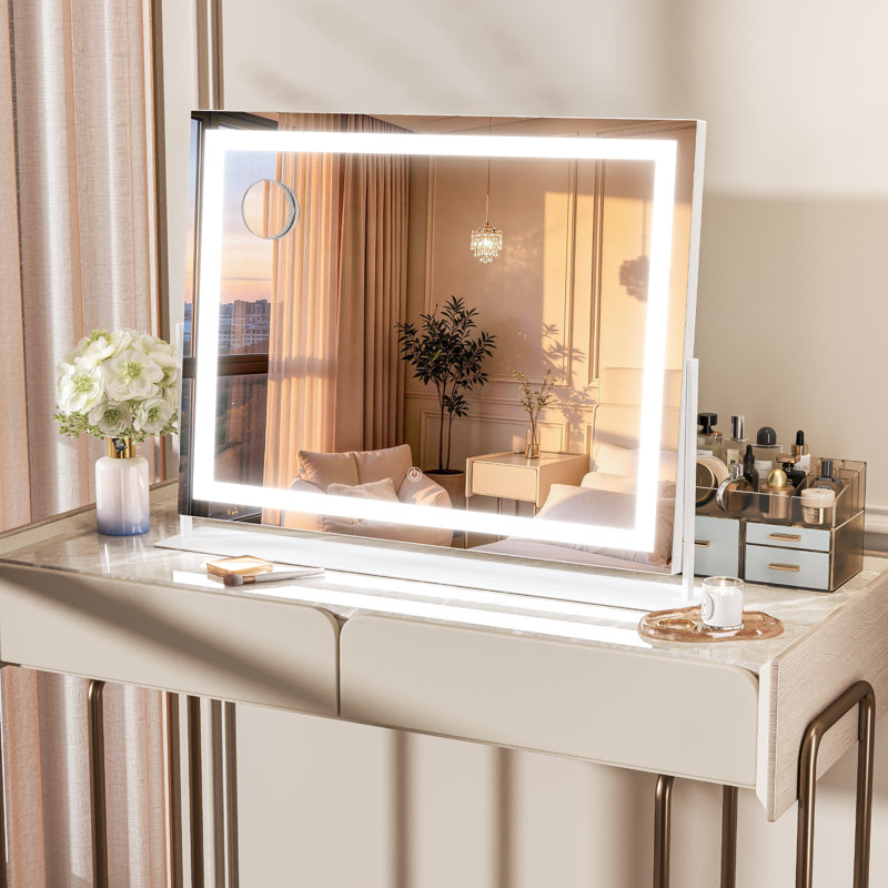 Brodowsky LED Bathroom & Vanity Mirrors, Dimmable Vanity Mirror with 1-Year Warranty, 24.2" x 19.7", White