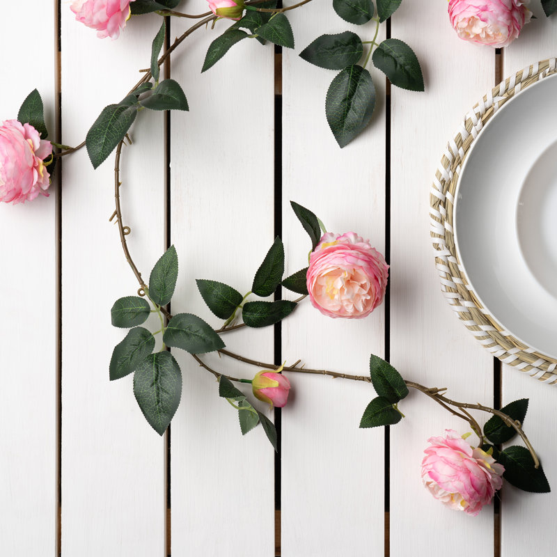 180cm Faux Camellia Rose Garland Pink