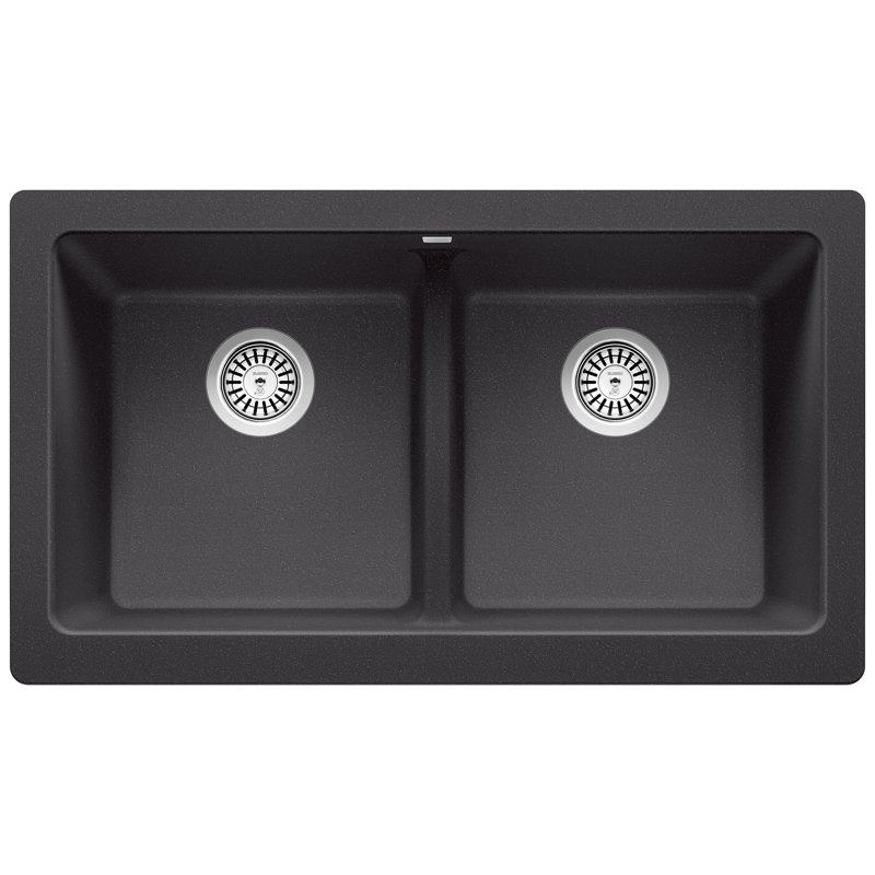 Évier de ferme à double cuve à tablier frontal 33 po Vintera SILGRANIT - Anthracite, Anthracite