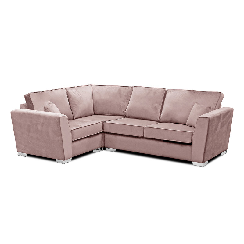 Quade 4 Seater Velvet Corner Sofa , Dusky Pink, Left Hand Facing