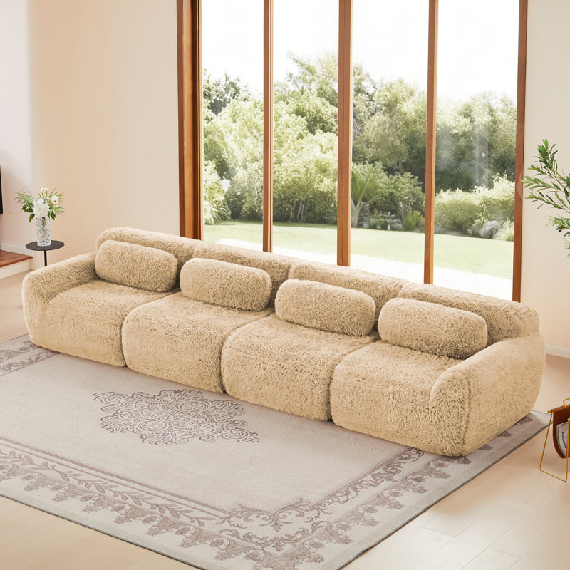  Canapé modulaire sans cadre 149 pouces, canapé surdimensionné moelleux, chocolat, H 28,7 po x l 149 po x P 40,9 po, 4, Brun