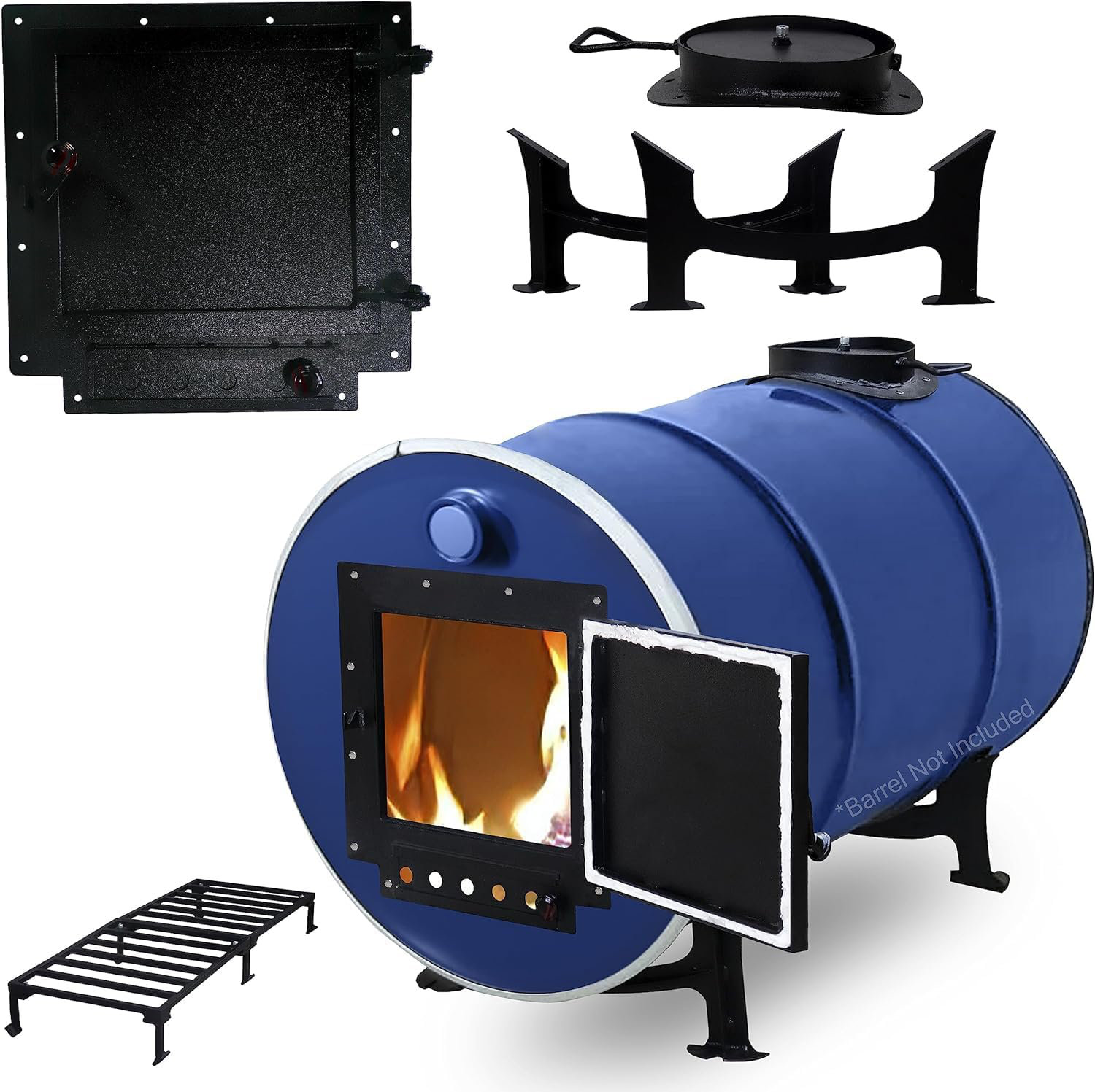 Sonret barrel stove kit with double barrel stove adapter kit – Perfect for  30 to 55 gallon drums - barrel woodstove kit - camping equipment barrel  stove kits - Fire wood camp stove for heating 