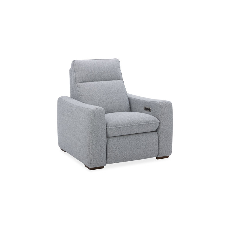 Kozlowski Power Recliner With Power Headrests & Lumbar, Stonewash Blue Polyester