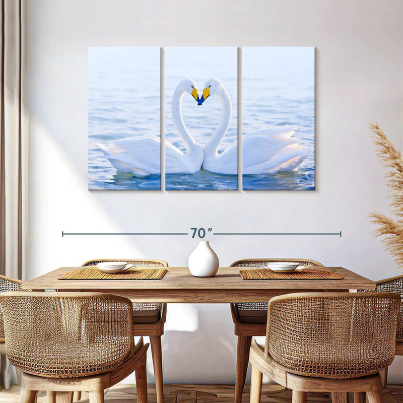 Couple de cygnes amoureux Brampt, H 36 po x l 57 po