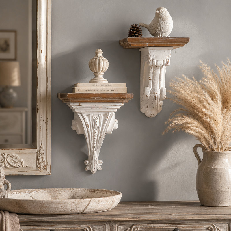 Set of 2 Vintage Farmhouse Decorative Wall Shelves