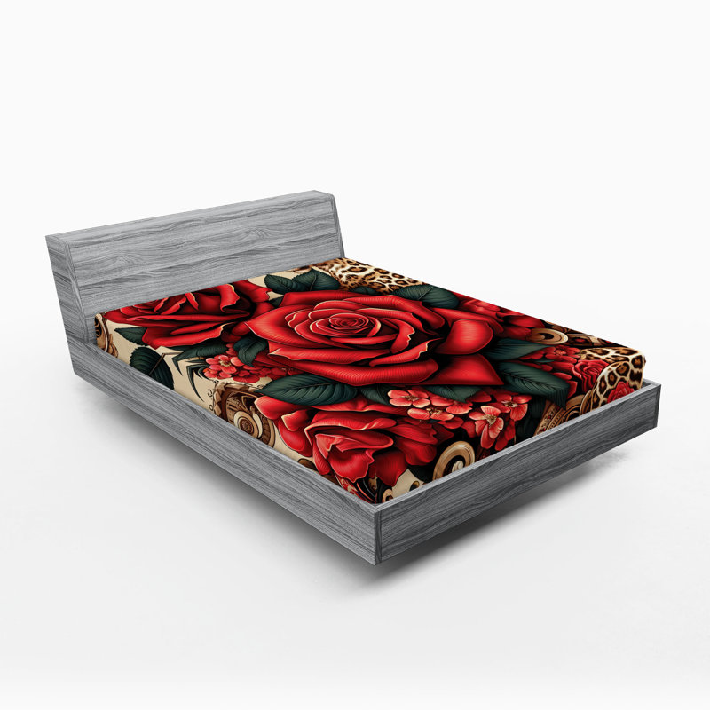 Microfiber Floral Fitted Sheet, King Fitted Sheet