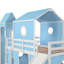 Lit simple mezzanine bleu avec glissade, tente rose et tour