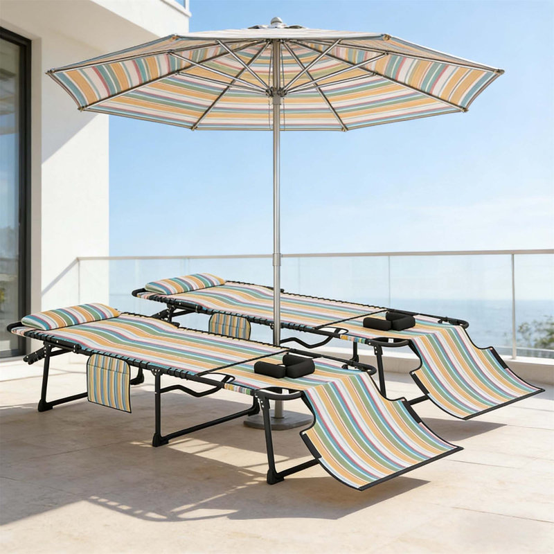 Méridienne Sun, chaise pliante 2 pièces, fauteuil inclinable portable