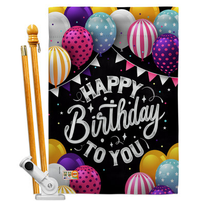 Double Sided 40 in. H x 28 in. W Polyester Birthday Flag set