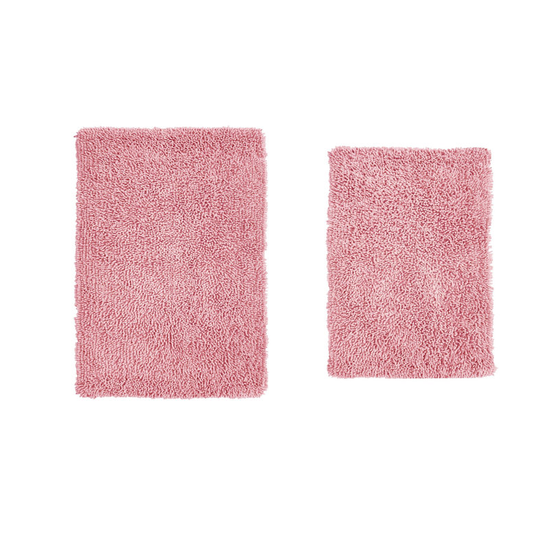 Tapis pour salle de bain 100% coton Hazelip (ensemble de 2), Rose