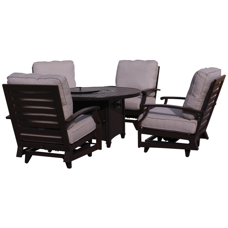 Madison 5 pc Motion Firepit Seating Group Includes: One 48" Round Firepit and 4 Motion Club Chairs