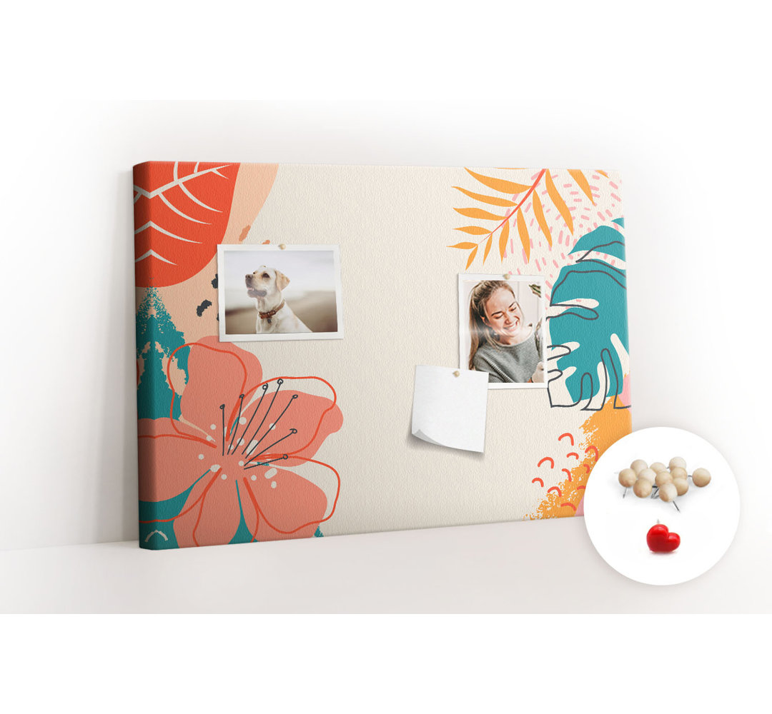 Wall Mounted bulletin board print decorative wall message pin boards home office corkboard Tropical summer