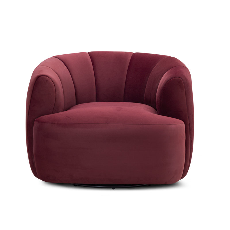 Fauteuil d'appoint pivotant Jasmine, Velours rouge