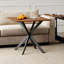 Table d'appoint rustique carrée avec pieds en métal en X et plateau en grain de bois-126537916