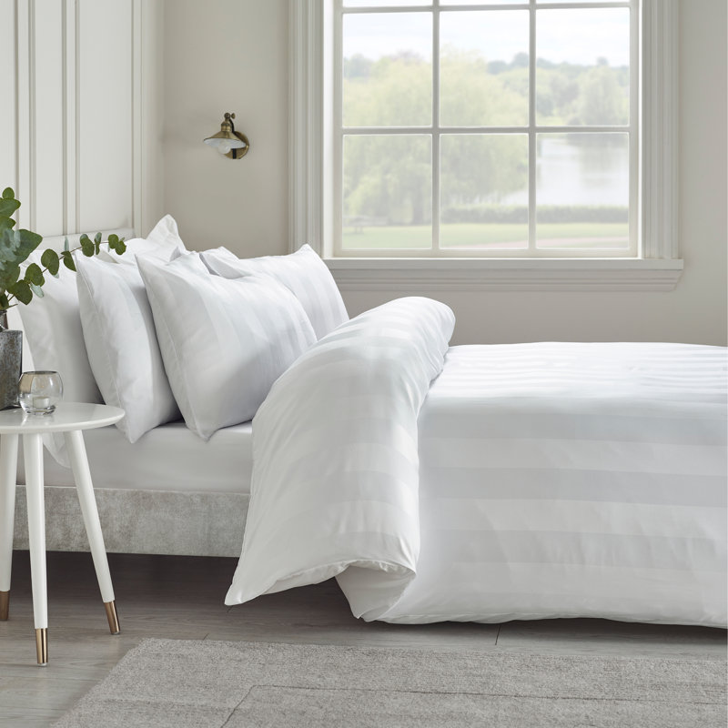 So Soft Satin Stripe Duvet Cover Set, Double, White