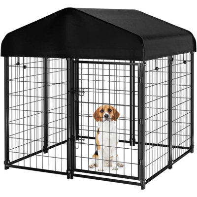 71"/54" Metal Yard Kennel Playpen Pet Animal Crate Fence with UV-Proof Roof
