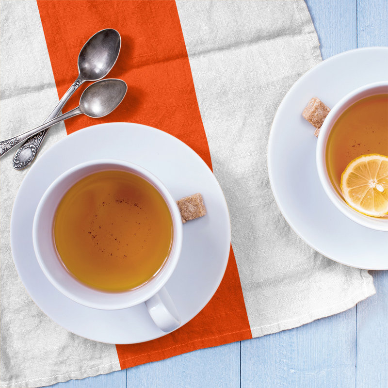 Anaheim Stripe Tea Towel Kitchen Towel, Poly Twill, White/Orange/White