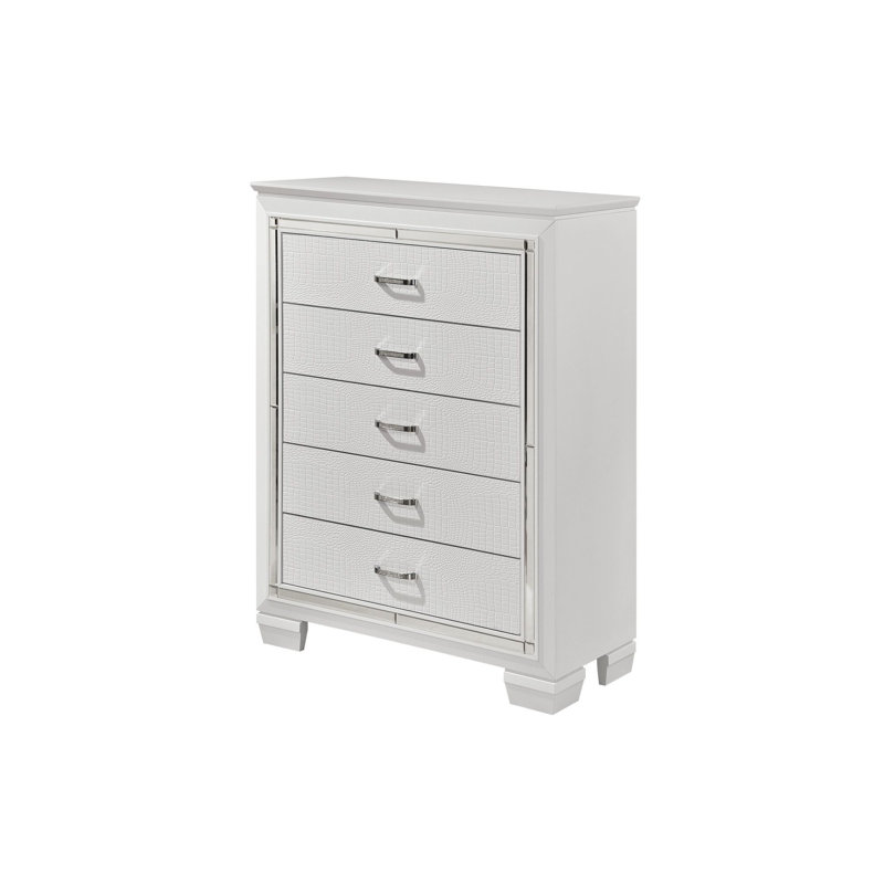 Ensemble de chambre à coucher à panneau en similicuir à DEL 6-1 Ibhan, Double, Blanc