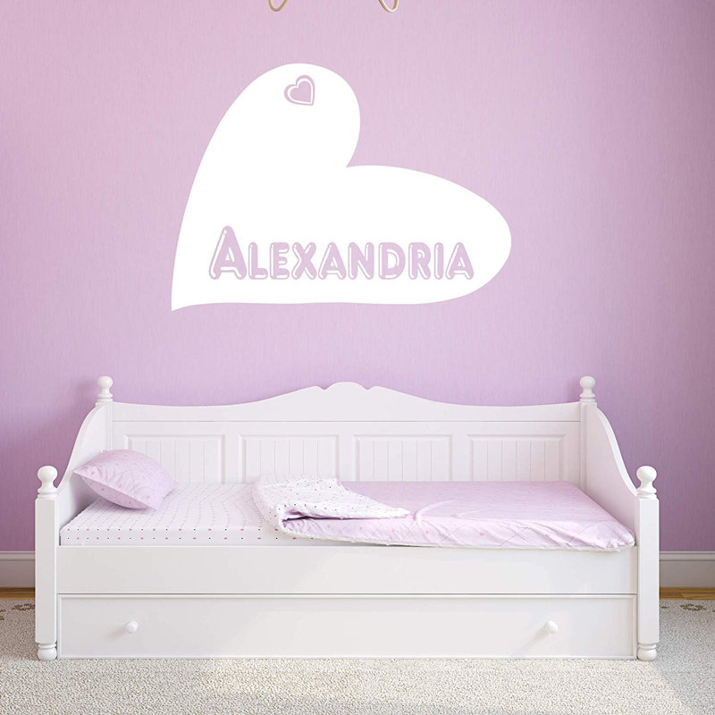 Décalcomanie murale personnalisée avec coeur Wheaton, H 17 po x l 22 po x P 0,01 po, Blanc, Oui