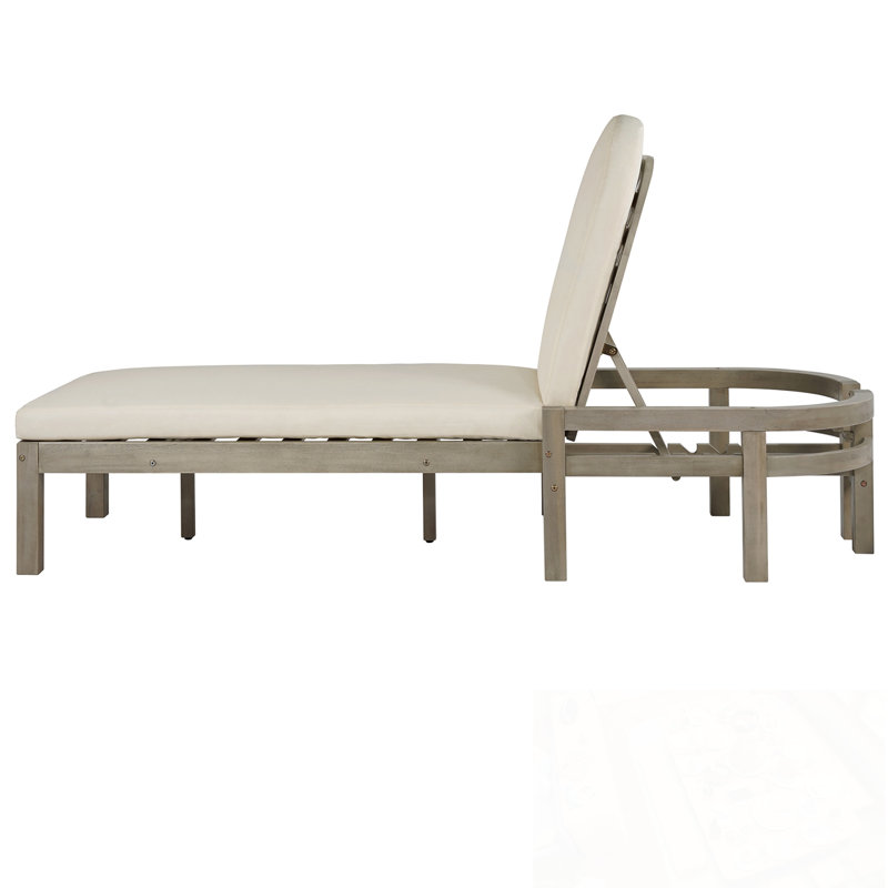 Chaise longue d'extérieur avec dossier réglable arqué, Gris