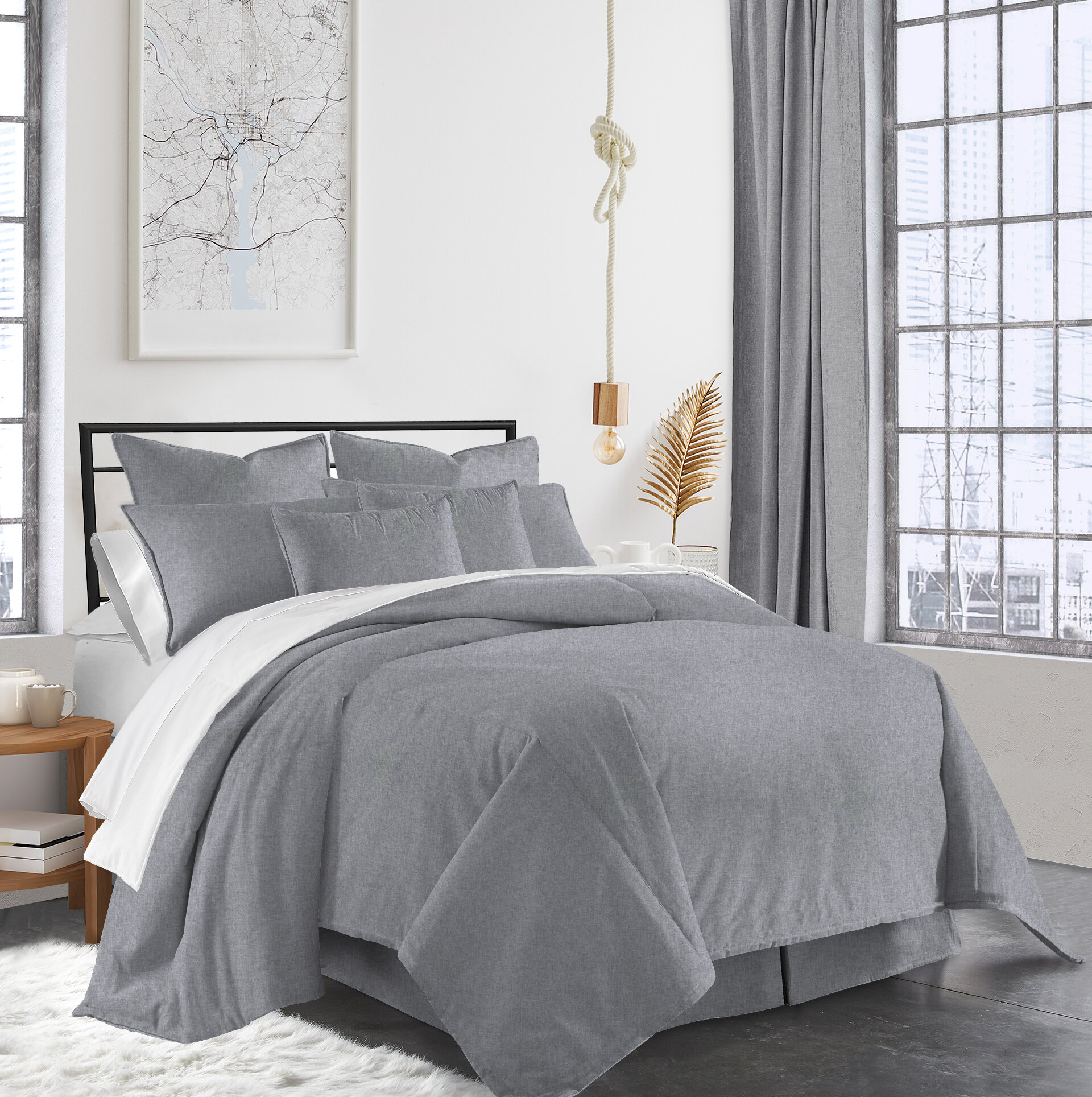 Ross Dove Gray Standard Cotton Comforter Set The Twillery Co. Size: Full Comforter + 2 Standard Shams