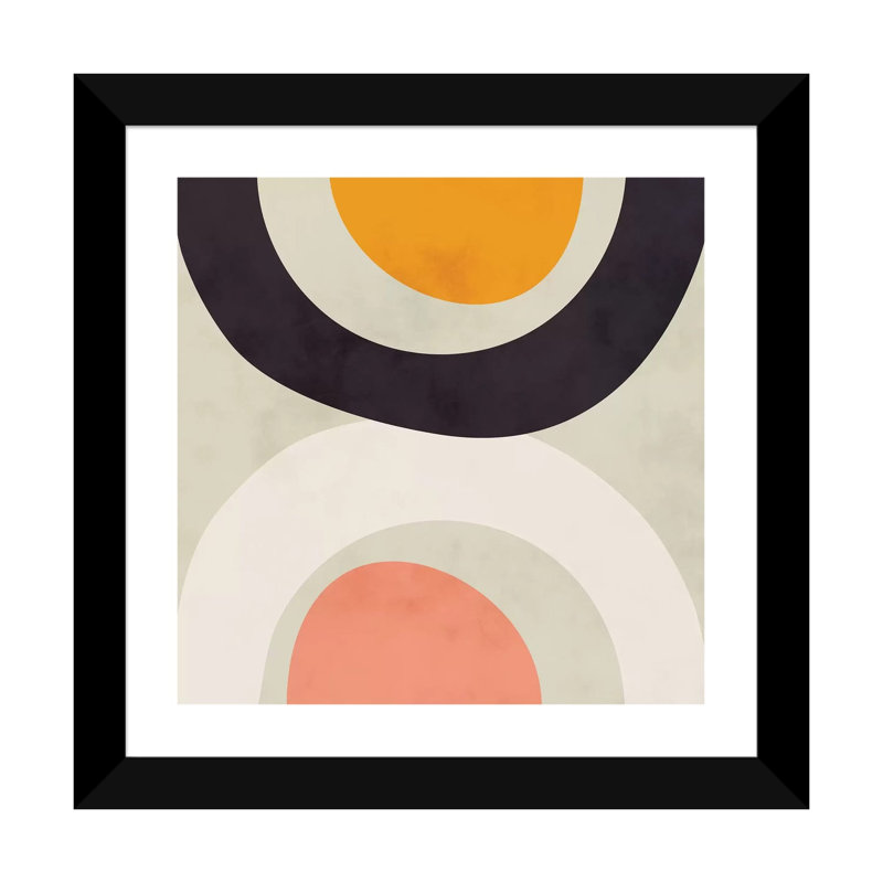 «Geometric Art II» par Ana Rut Bré - impression d'art graphique, Blanc, H 16 po x l 16 po x p 1 po, Papier encadré noir