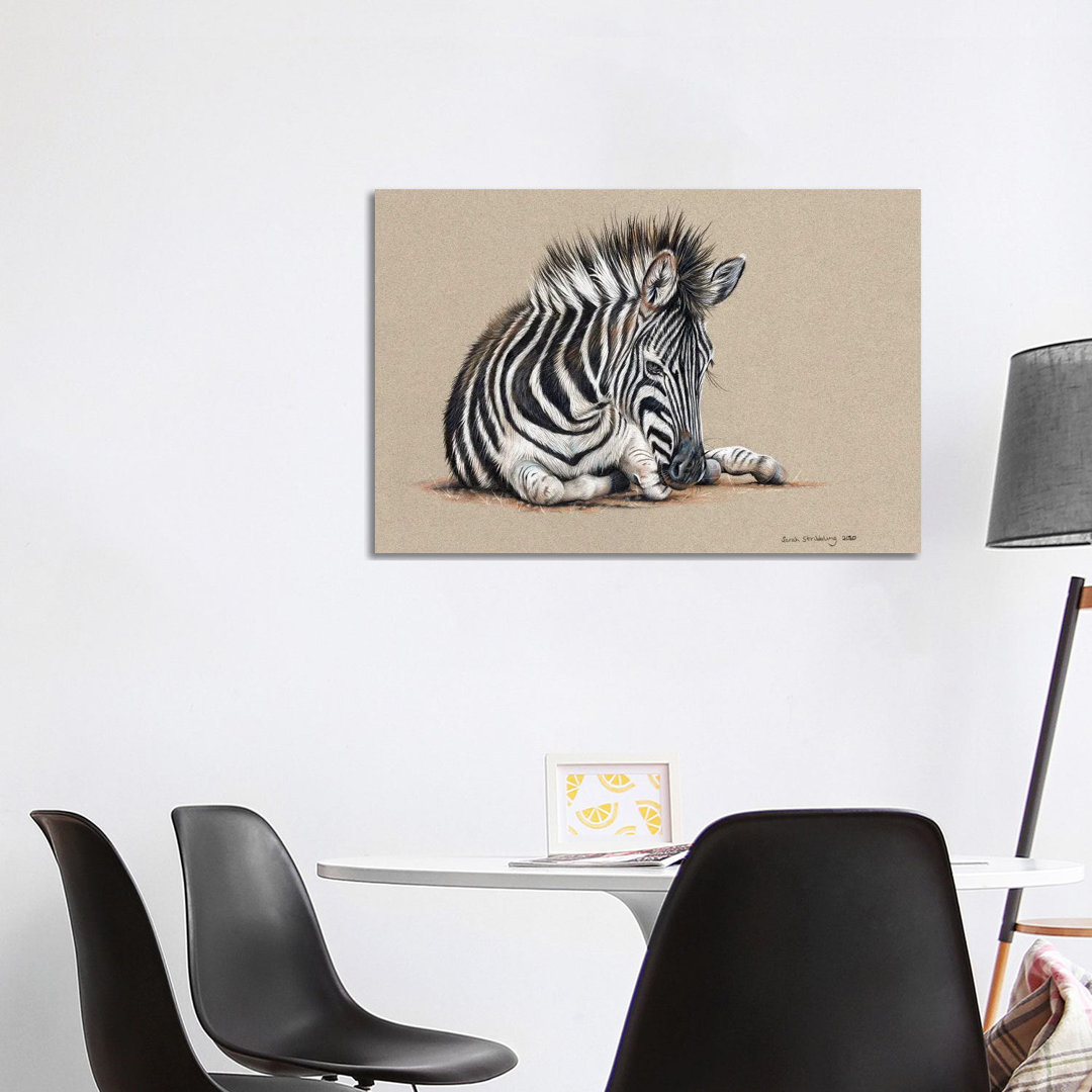 Zebra-Zeichnung von Sarah Stribbling - Galerie-umwickelte Leinwand Giclée auf Leinwand