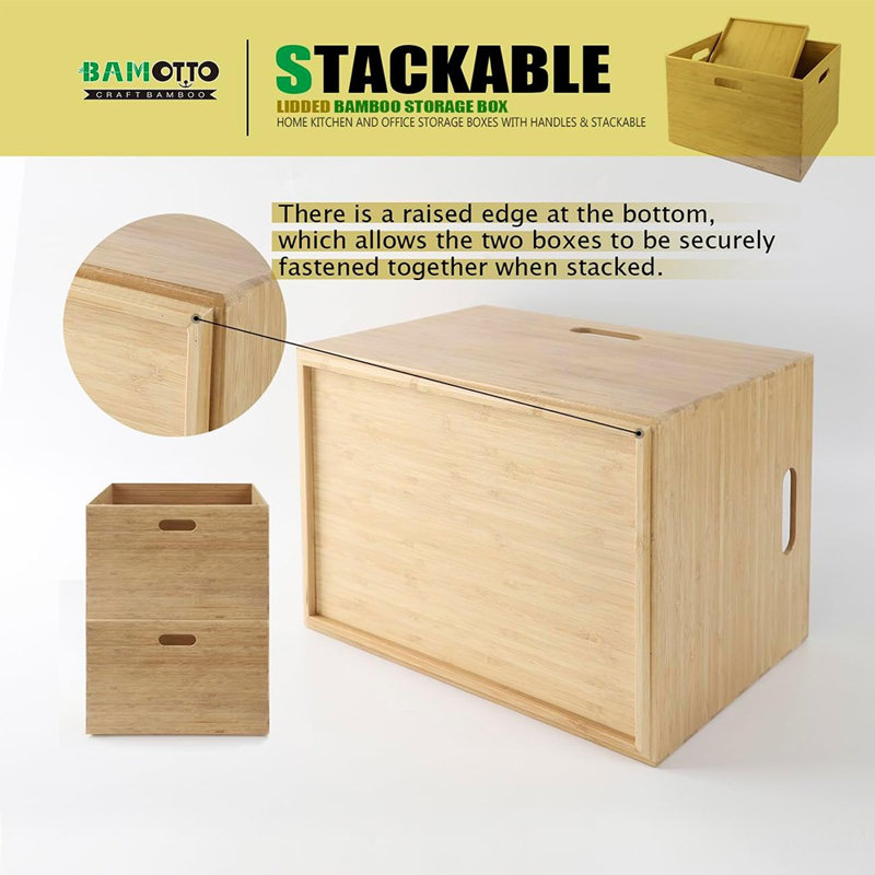 Storage Bins & Box/cube/basket, Home Kitchen And Office Storage Boxes With Handles & Stackable For Organizer Tableware, Crafts, Office Shelf Books, Large, 14.6”x10.2”x9.6”