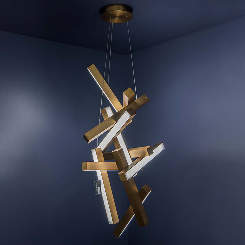 Chaos 12 - Light Chandelier, Aged Brass