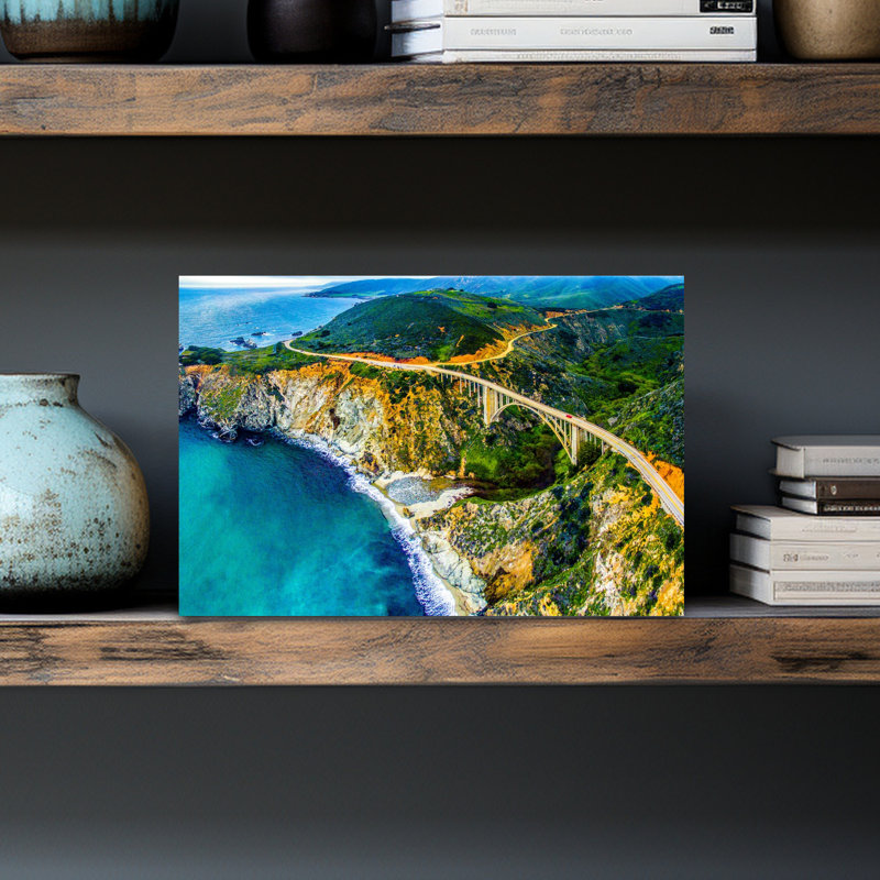 Aerial View Of Bixby Creek Bridge Along Pacific Ocean Coastline Big Sur California USA by Vito Palmisano - Wrapped Canvas Print