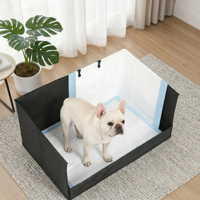 Foldable Pee Pad Holder With High Walls, No Assembly, Waterproof Seamless Design, Easy Clean, No Spill, Portable Travel Indoor Potty Tray For Puppy & Medium Dogs
