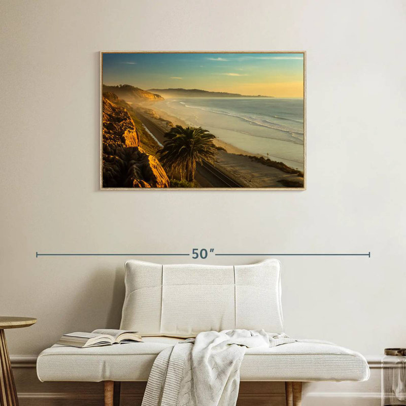 Coucher de soleil Torrey, Cadre flottant en bois naturel, 37 po x 25 po