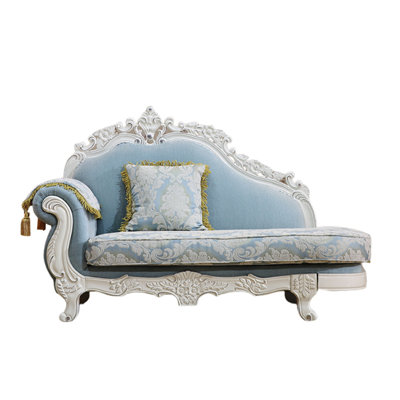 European Solid Wood Carved Indoor Chaise Lounges Upholstered Chaise Lounge