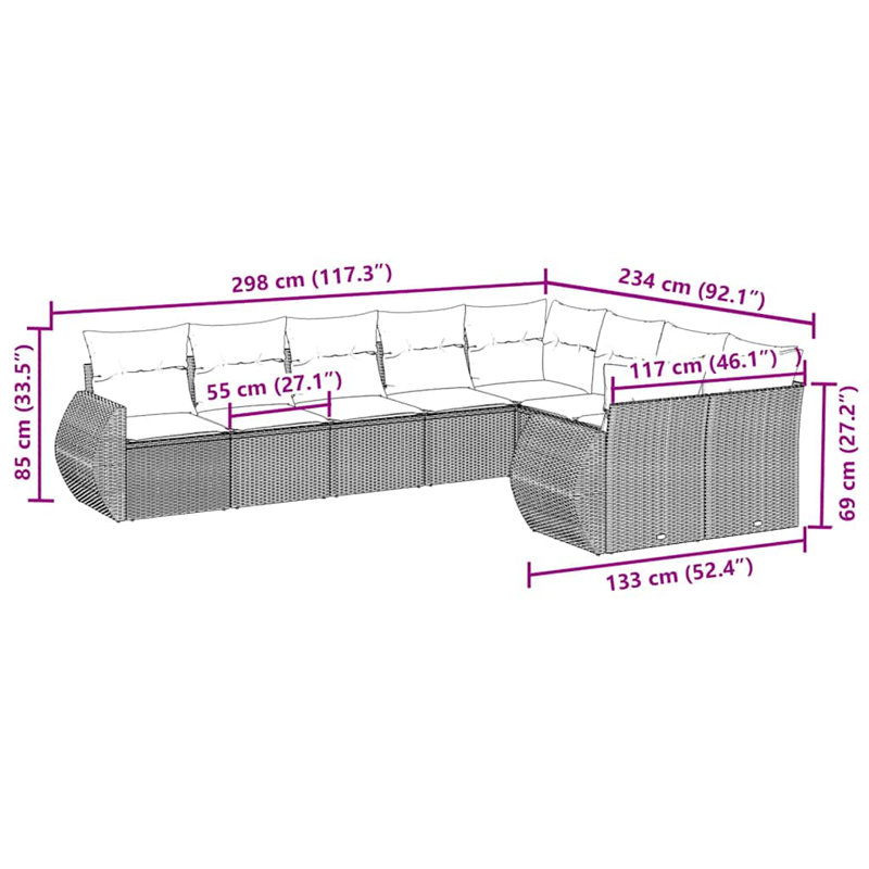 Ensemble de canapé de jardin Vidaxl noir, blanc crème