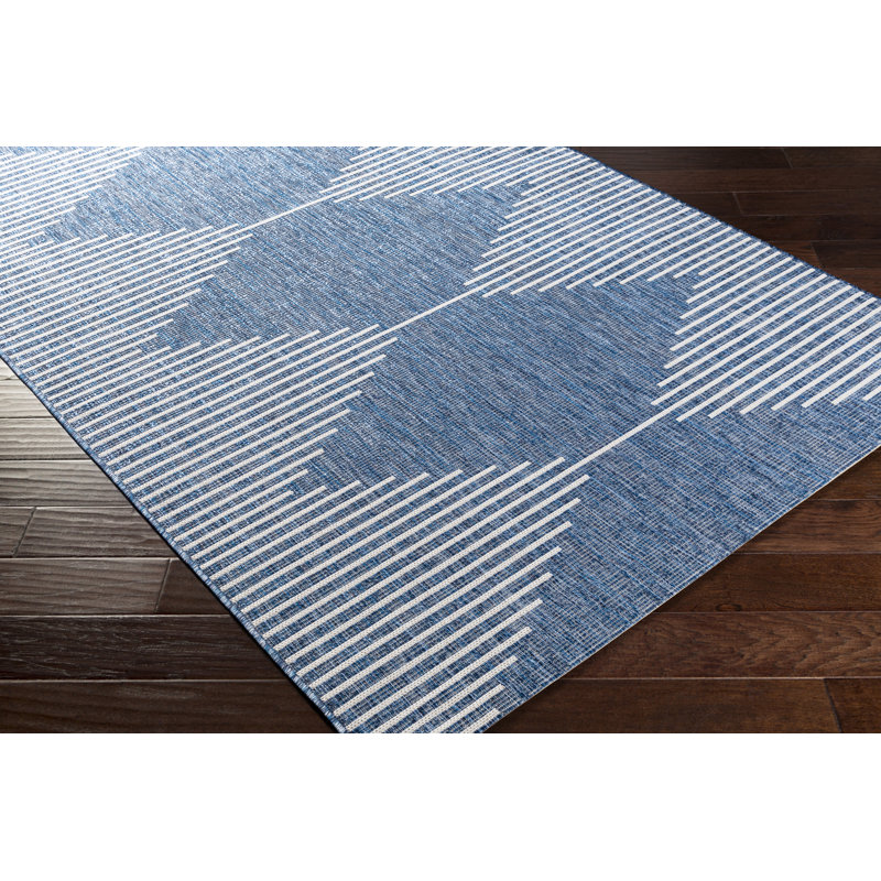 Irielle Geometric Blue Indoor/Outdoor Area Rug, Rectangle 8'10" x 12'