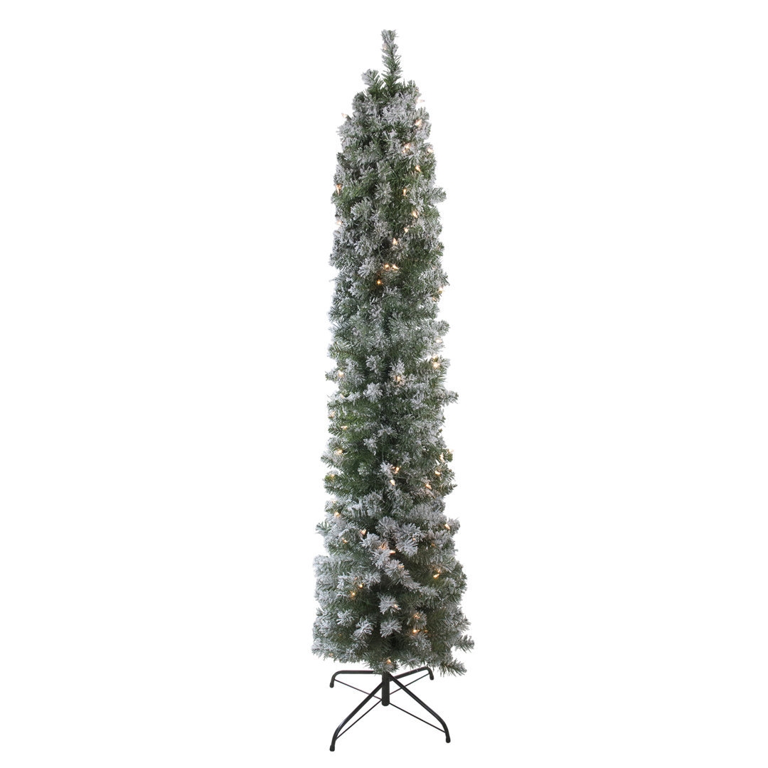 6' Pre-Lit Pencil Flocked Green Pine Artificial Christmas Tree - Clear Lights Northlight Seasonal