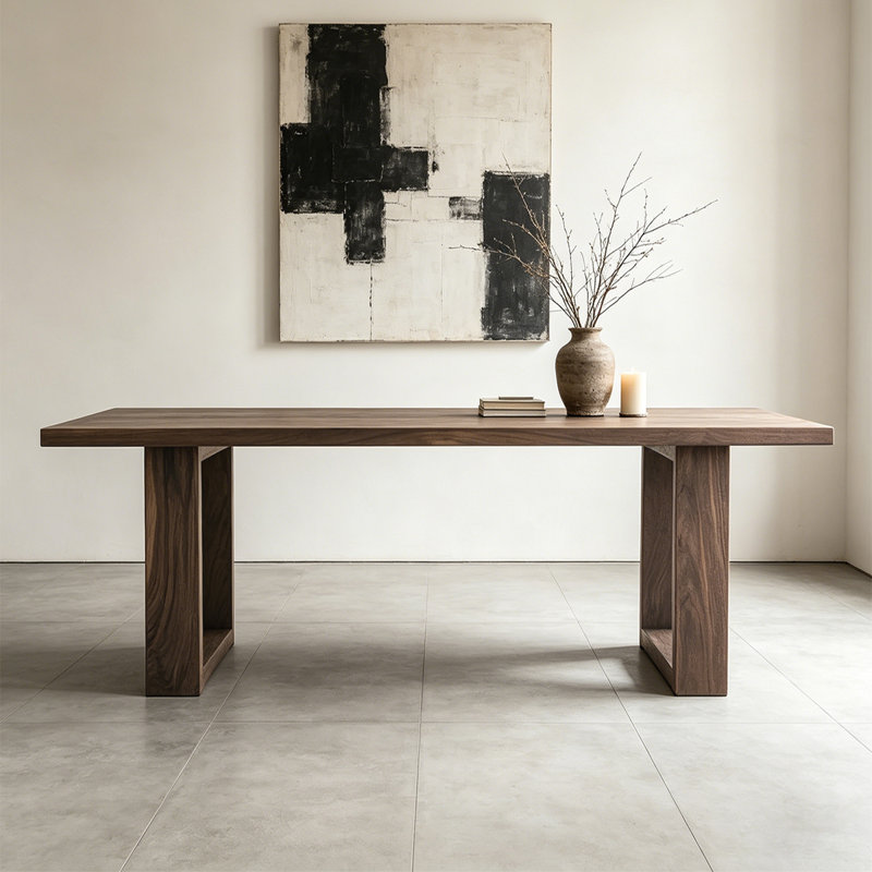 Nut-brown Rectangular Solid Wood Dining table, Nut-brown, 29.53"H*78.74"W*35.43"D
