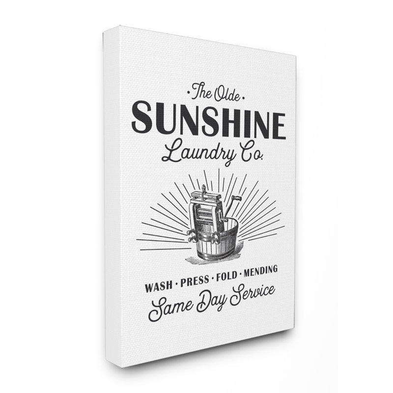 «Olde Sunshine Laundry Co», impression d'art textuel sur panneau rétro, H 40 po x l 30 po, Toile tendue