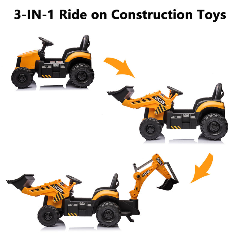 24V Yellow JCB Ride-On Excavator with Remote Control