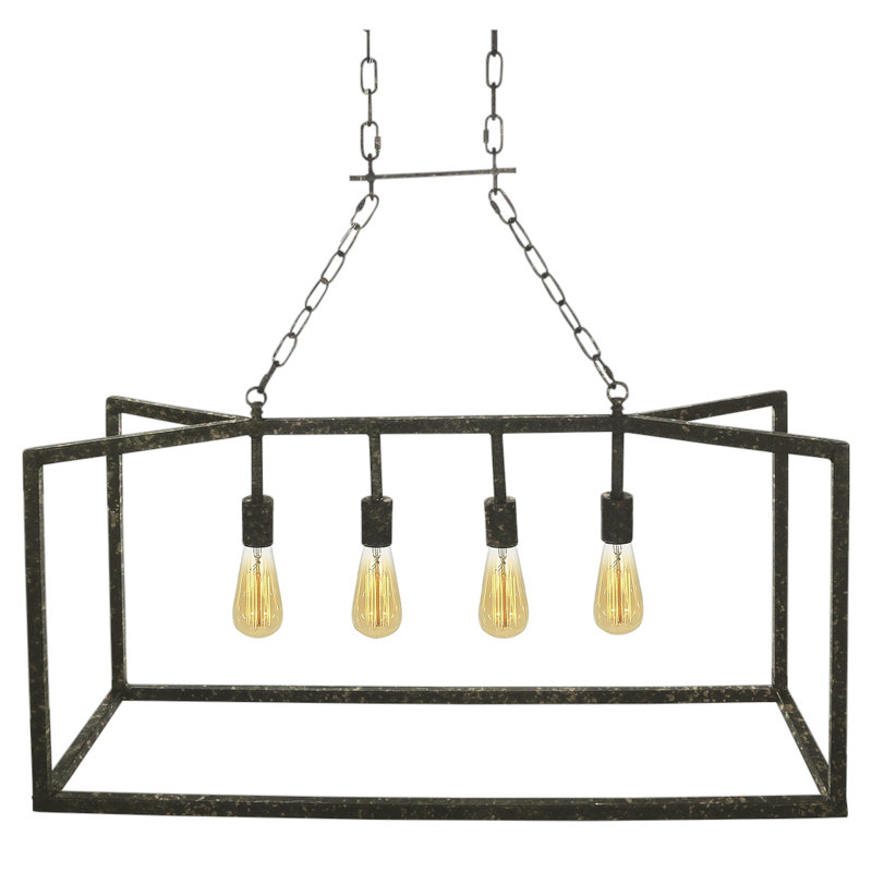 Luminaire suspendu linéaire à 4 lumières pour îlot de cuisine Nevada, Noir antique, 120 V