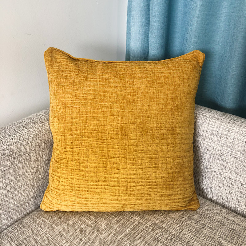 Velvet Square Pillow Cover & Insert, Mustard