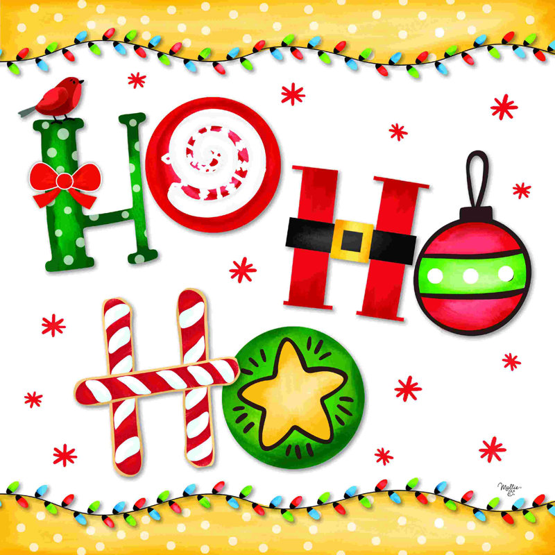 Ho Ho Ho Ho, H 30 po x l 30 po, Non, Toile encadrée noyer flottant