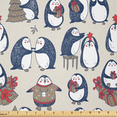 Alduin Grunge Penguins Boxes Fabric