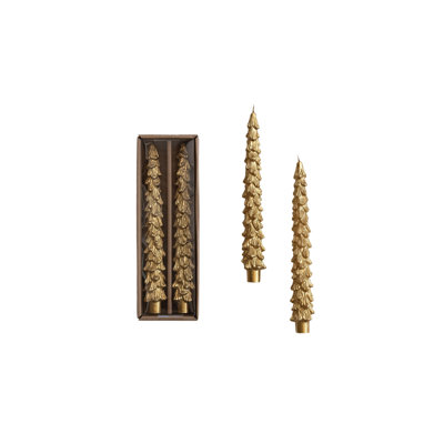 2-Piece Unscented Tall Tree Shaped Taper Candles In Box